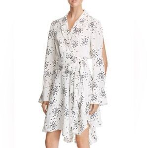 C/MEO confetti print cold shoulder wrap dress